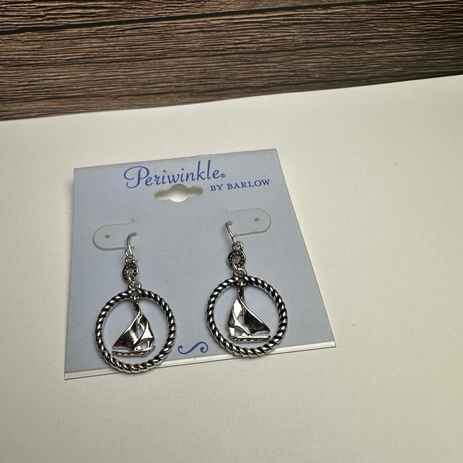 Periwinkle By Barlow Sailboat Silver Tone Pierced Dangle Drop Earrings Nwt